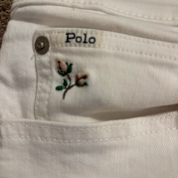 DIVORCE SALE—Polo by Ralph Lauren White ankle Jeans with Embroidery - Picture 7 of 11